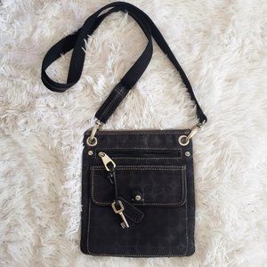 Fossil Womens Crossbody Bag Black 9H x 8.5W Adjustable Strap Zip Magnetic Snap